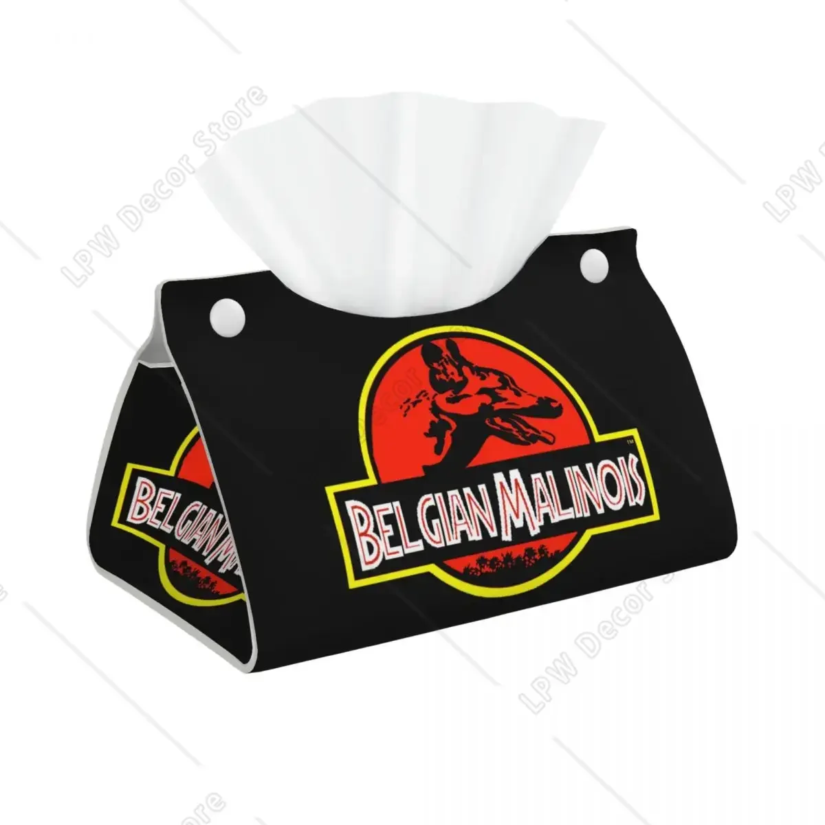 Custom Belgian Malinois Dog Tissue Box Cover PU Leather Rectangular Maligator Shepherd Pet Facial Tissues Holder for Office