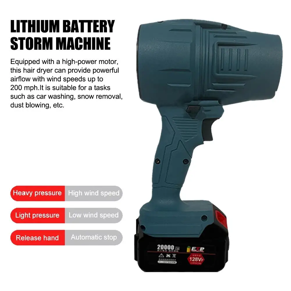 Lithium Battery Storm Machine Violent Fan Car Washing Removal Blower Snowstorm Turbine High Fan Power Dedusting A1R9