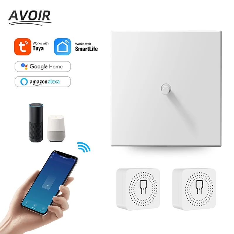 Avoir Tuya Smart Home Switch Control Wifi Circuit Breaker Wireless Sensor Led Switch White Retro Toggle Switch Electrical Socket