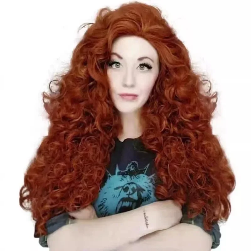 

Brown long small roll fluffy chemical fiber mechanism, high temperature silk wig headgear