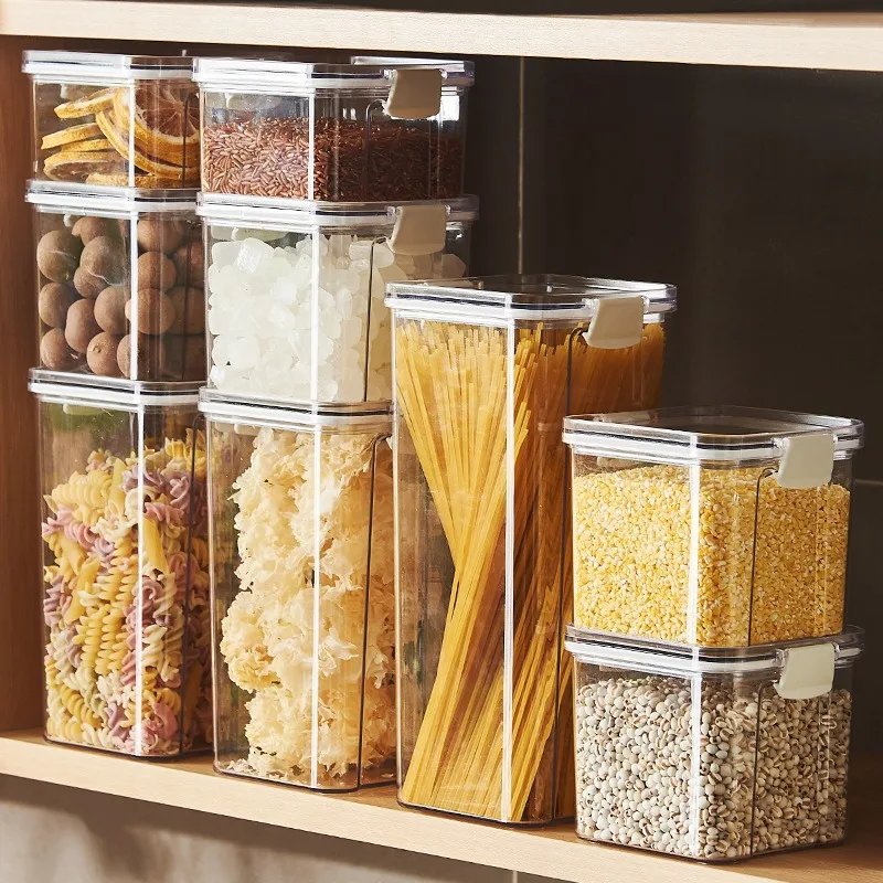 1pc Clear Food Storage Box,Food Storage Container With Lid, Plastic Kitchen And Pantry Organization Canisters