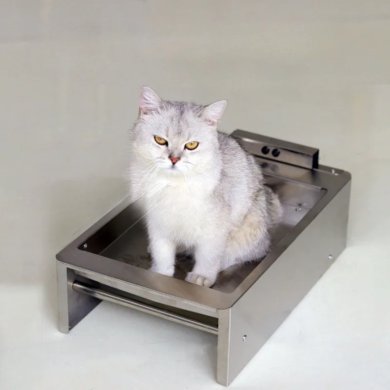 Flushable Stainless Steel Cat  Box Easy Cleaning Cat Toilet for Kitten Small Dog Pet  Basin Home Supplies