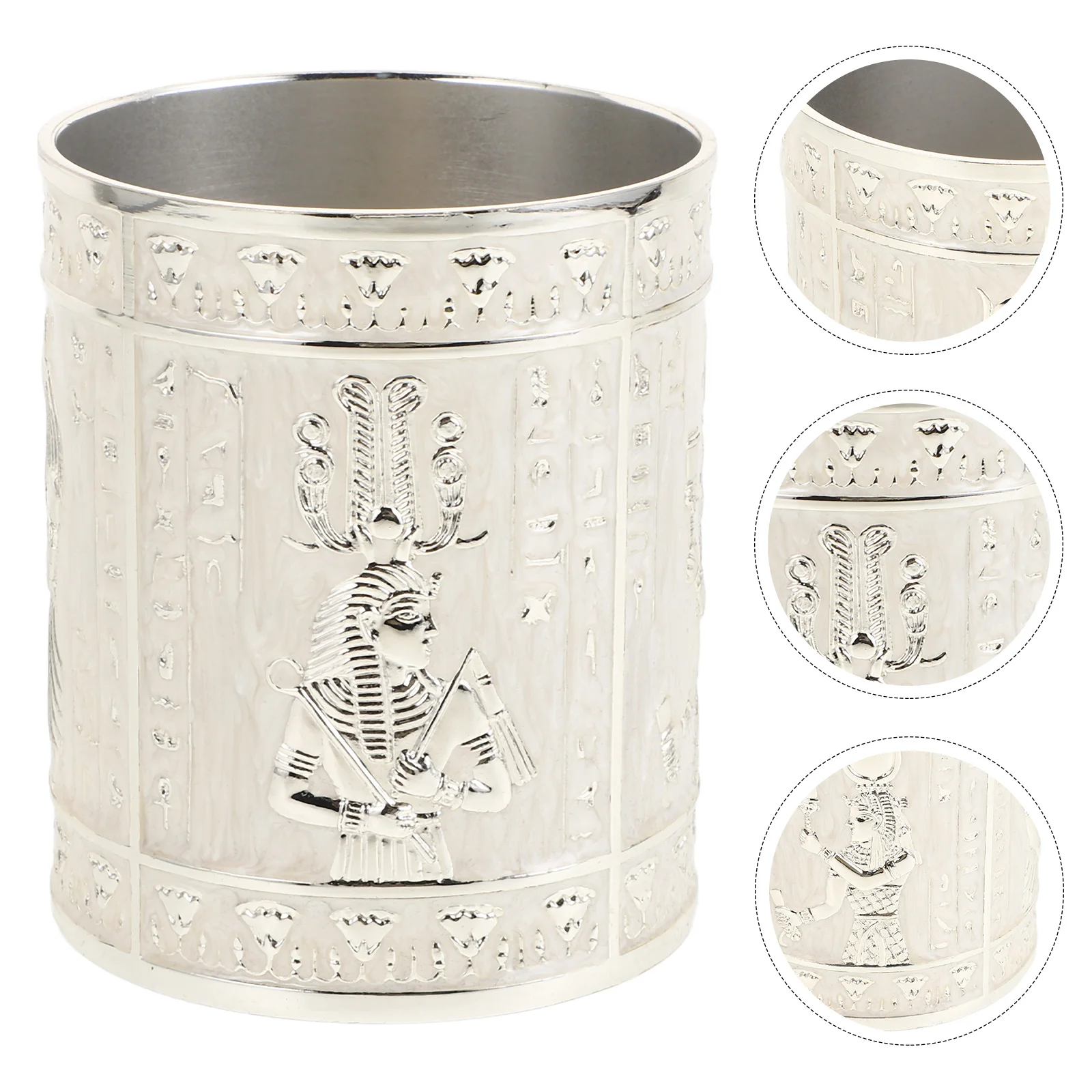 

1pc Zinc Alloy Egyptian God Statue Pen Holder Vintage Desktop Organizer For Office Study Room Pencil Holder Stationery Storage