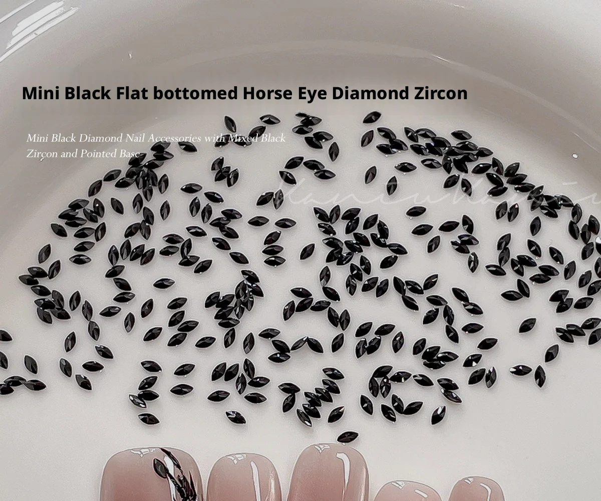 Kaniu Flash Black Flat-Back Zirkon Nail Art 5A Mini Silber Tropfen Schwan Strass Material Kit – Detail 1