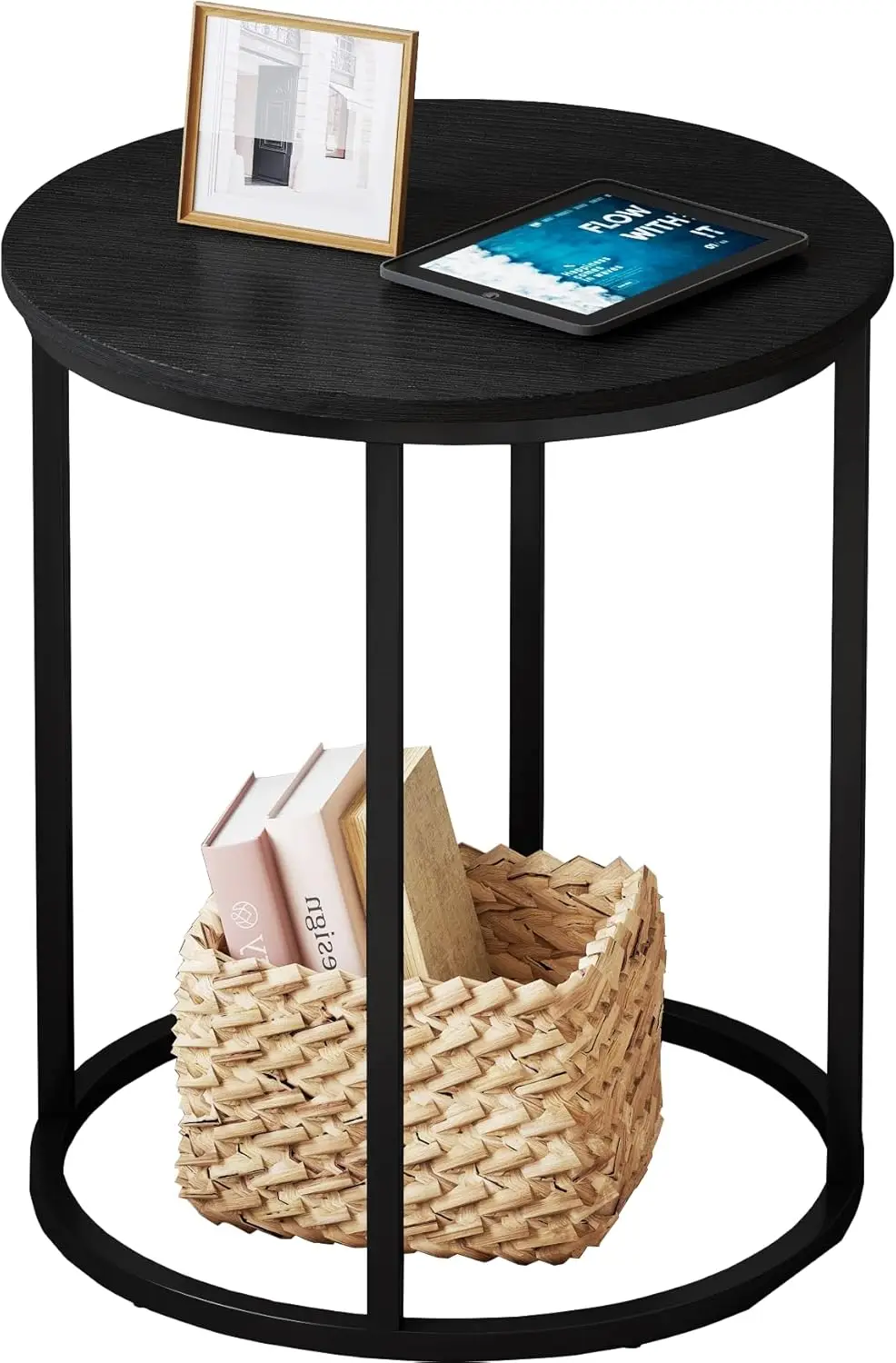 

Round End Table, 20" Accent Small Side Table Suitable for Hiding Trash Can, Nightstand Modern Bedside Table for Living Room B
