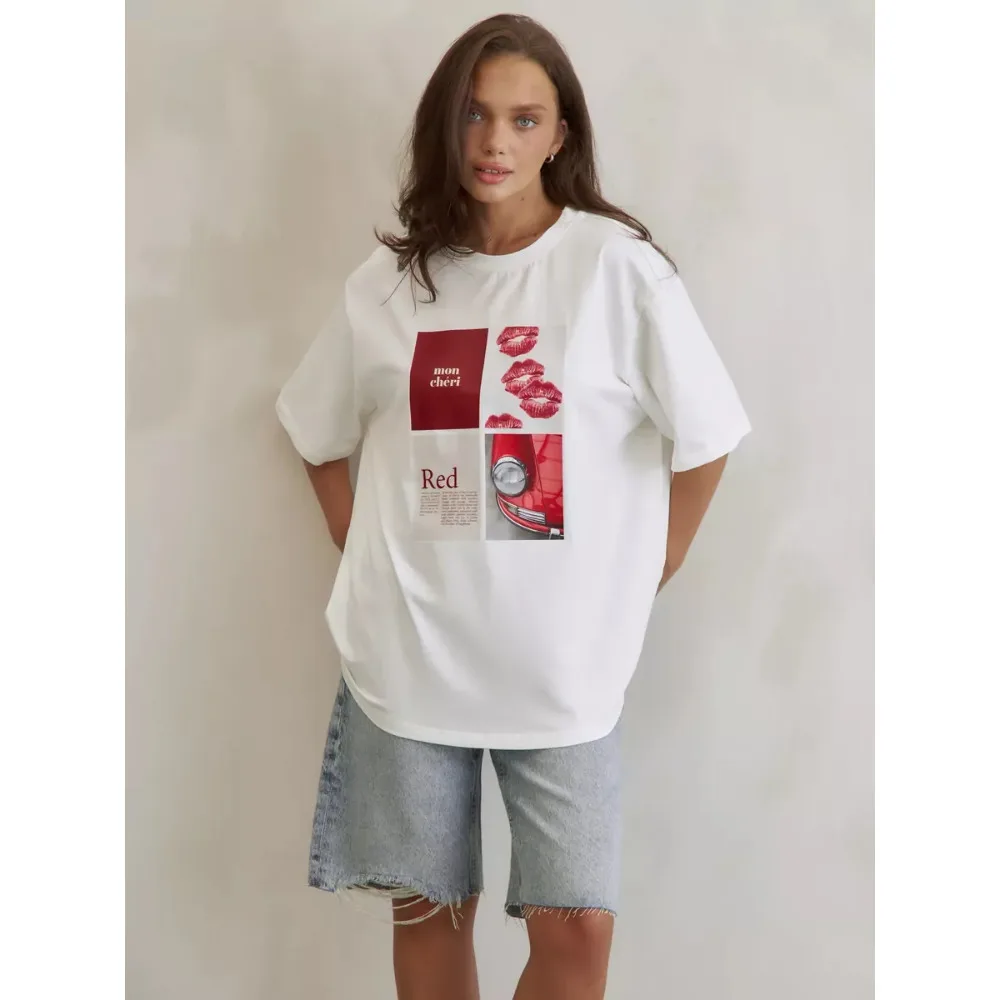 European American Hot Girl American Y2K Design Printed T-shirt Summer Women Ins Pure Cotton High Street Retro Short-sleeved Top