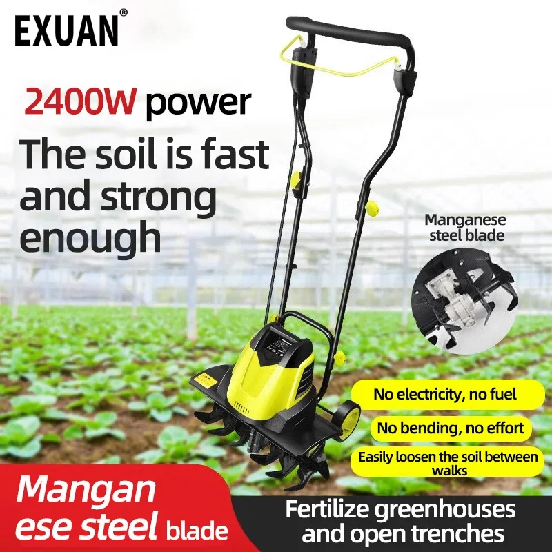 220VElectric Tiller 2400W  Gardening tools Small Plow Machine Small Plow Machine Household Agriculture Gardening tools