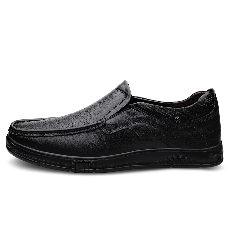 Men Genuine Leather Shoes Men Spring Loafers Slip on Business Casual Leather Shoes Classic Breathable Flats Shoe