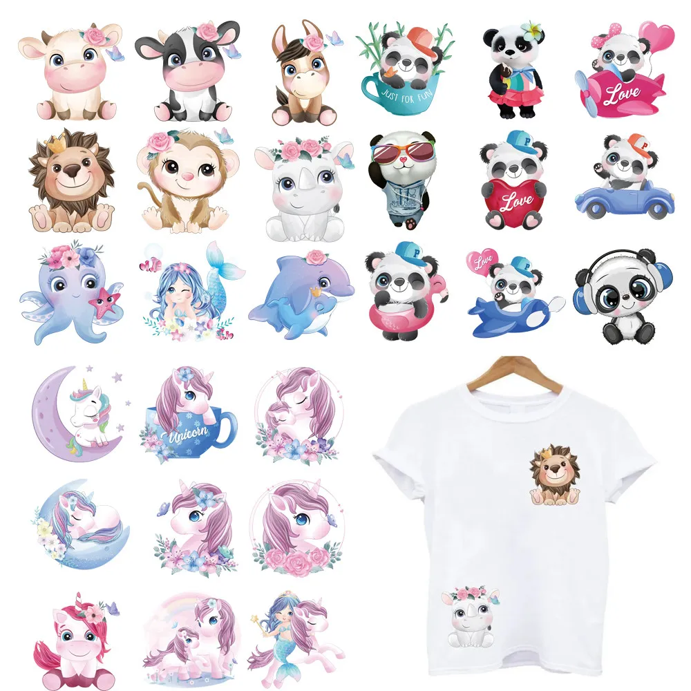 

9Pcs/Lot Cute Amall Small Size Animals Iron On Fusible Patches For Children's Clothes Heat Thermal Transfers T Shirt Stickers