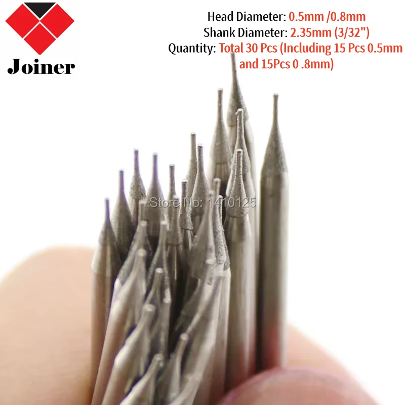 Sierra de agujero con revestimiento de diamante galvanizado, 30 piezas de diámetro, 0,5mm/0,8mm, brocas sólidas, herramientas de joyería, piedra,