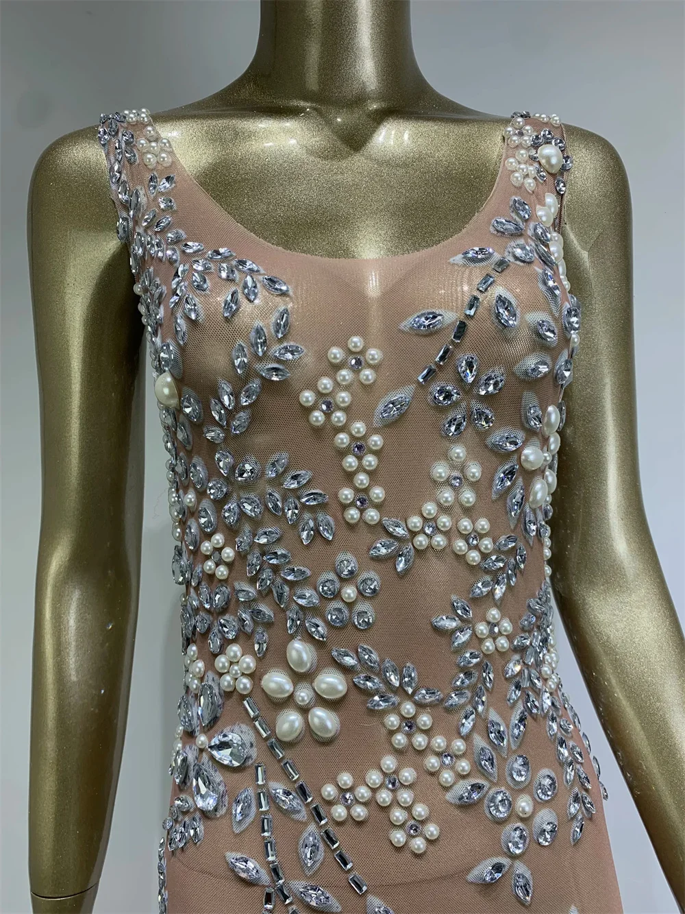 عرض فتاة زي فاخر حفلة الزي بريق كوكتيل فستان ماكسي المرأة الفاخرة الماس شبكة فستان حفلات مثير شبكة المشاهير مساء #5