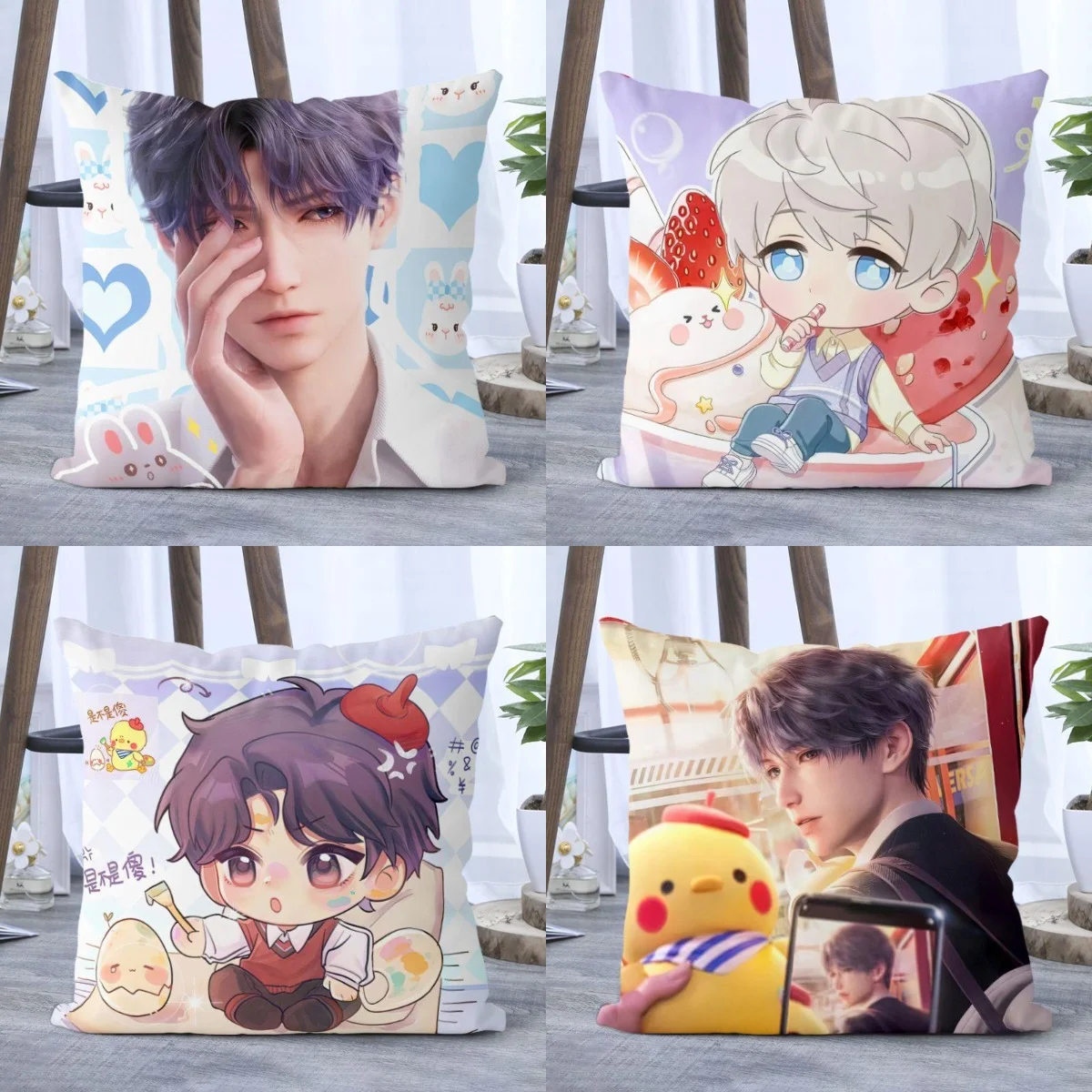 Almofadas Decorativas Capa, Jogo Chinês, Amor e Deepspace, Li Shen Xing, Hui Qi Yu, Rafayel Zayne, Po, 35x35cm