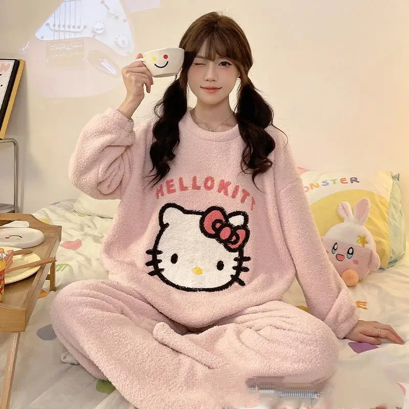 حار موضة جديدة لطيف الكرتون المرجان المخملية بيجامة مجموعة للنساء في خريف شتاء 2025 الجلد ودية لينة الراحة الملابس المنزلية الدافئة #3