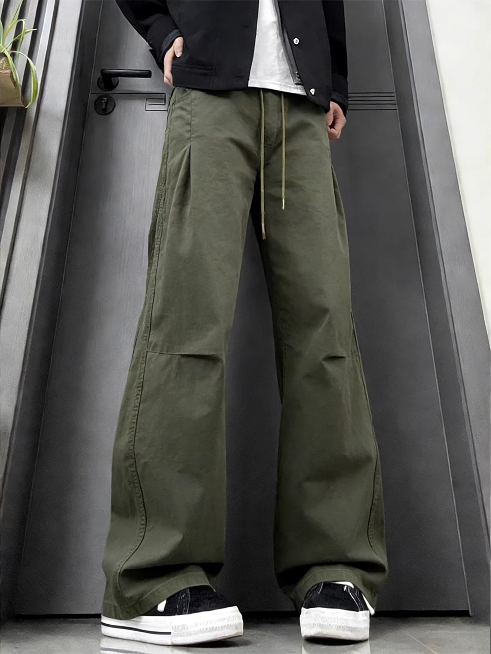 

Military een Folded Blade Men's Workwear Pants Straight Leg Casual Trousers Spring American Sle Wide Leg Slimming Long Tr...