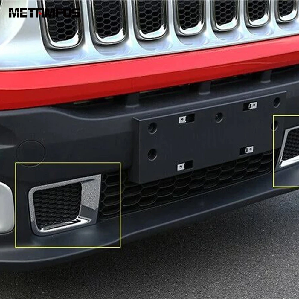 Car Accessories For Jeep Renegade 2015 2016 2017 2018 Exterior Chrome Front Bumper Grille Racing Grill Air Vent Outlet Trim