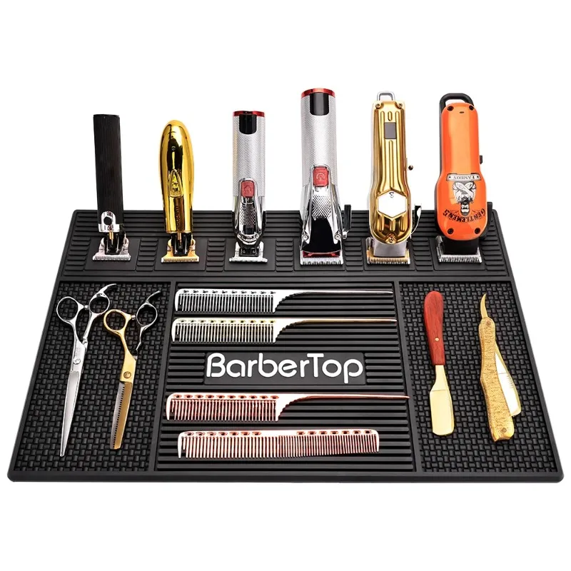 BARBERTOP Plastic Place Mats Barber Magnetic Tray 6 Slots Hairdressing Electric Clippers Storage Mat  Table Tools