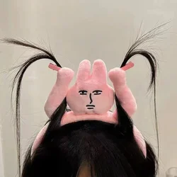 2024 new pink rabbit hairband funny and funny headband grab bangs hair bundle cartoon headdress