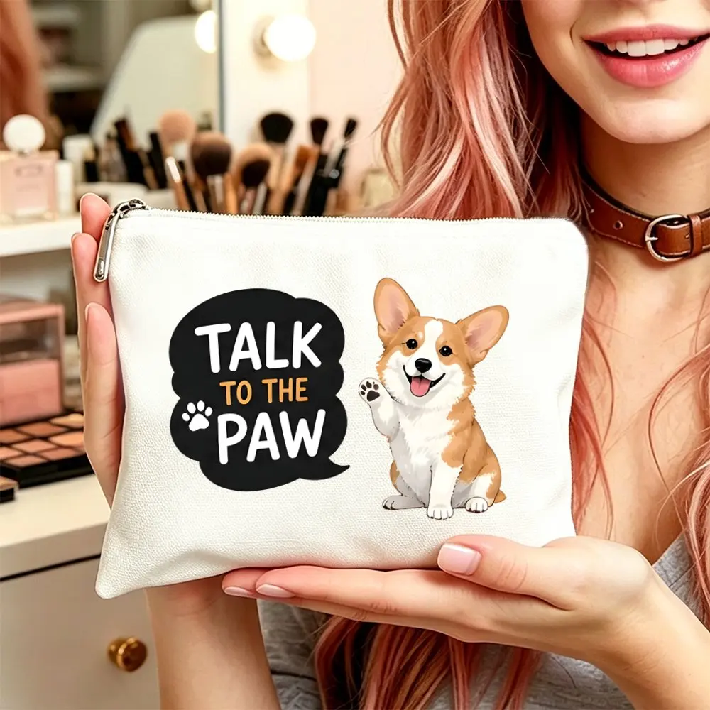 Corgi Themed Makeup Bag Suitable for Women Moms Corgi Print Cosmetic Toiletry Pouch Zipper Closure Travel Gym Corgi Lover Bag