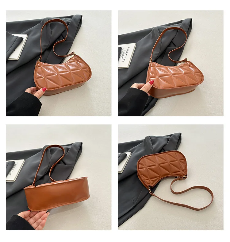 Retro Casual Frauen Totes Schulter Taschen Mini Mode Weibliche Unterarm Einkaufstasche Weibliche Leder Einfarbig Handtasche für Frauen – Detail 12