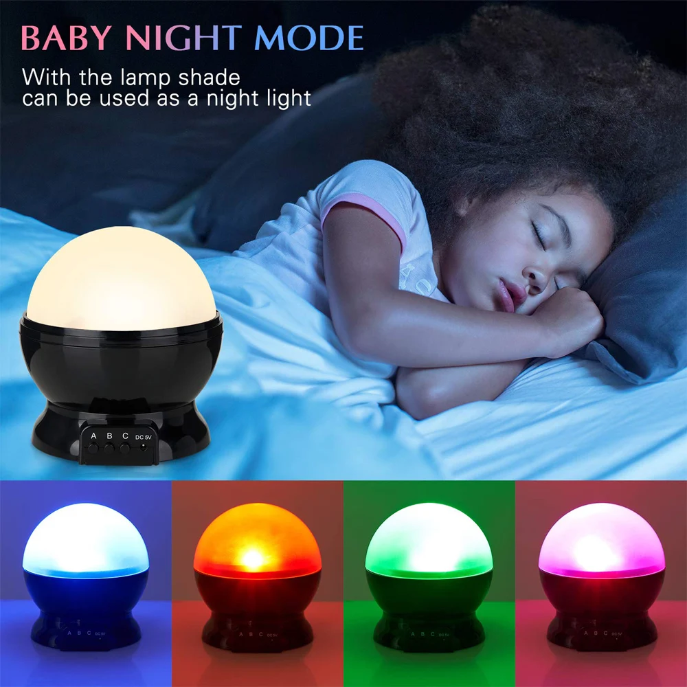 Kids Night Light Nebula Star Projector 360 Degree Rotation 12 Light Color Changing with USB Cable Romantic Gifts for Women Child