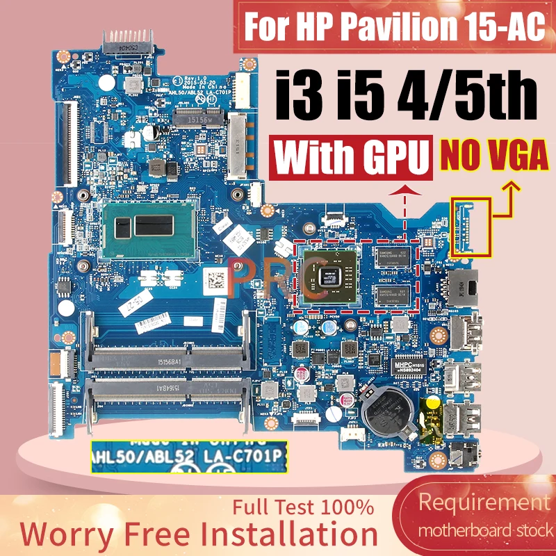 Imagem -02 - Laptop Motherboard para hp Pavilion Mainboard para 15-ac Tpn-c125 2g no Vga i3 i5 5ª Geração 2160867030 La-c701p