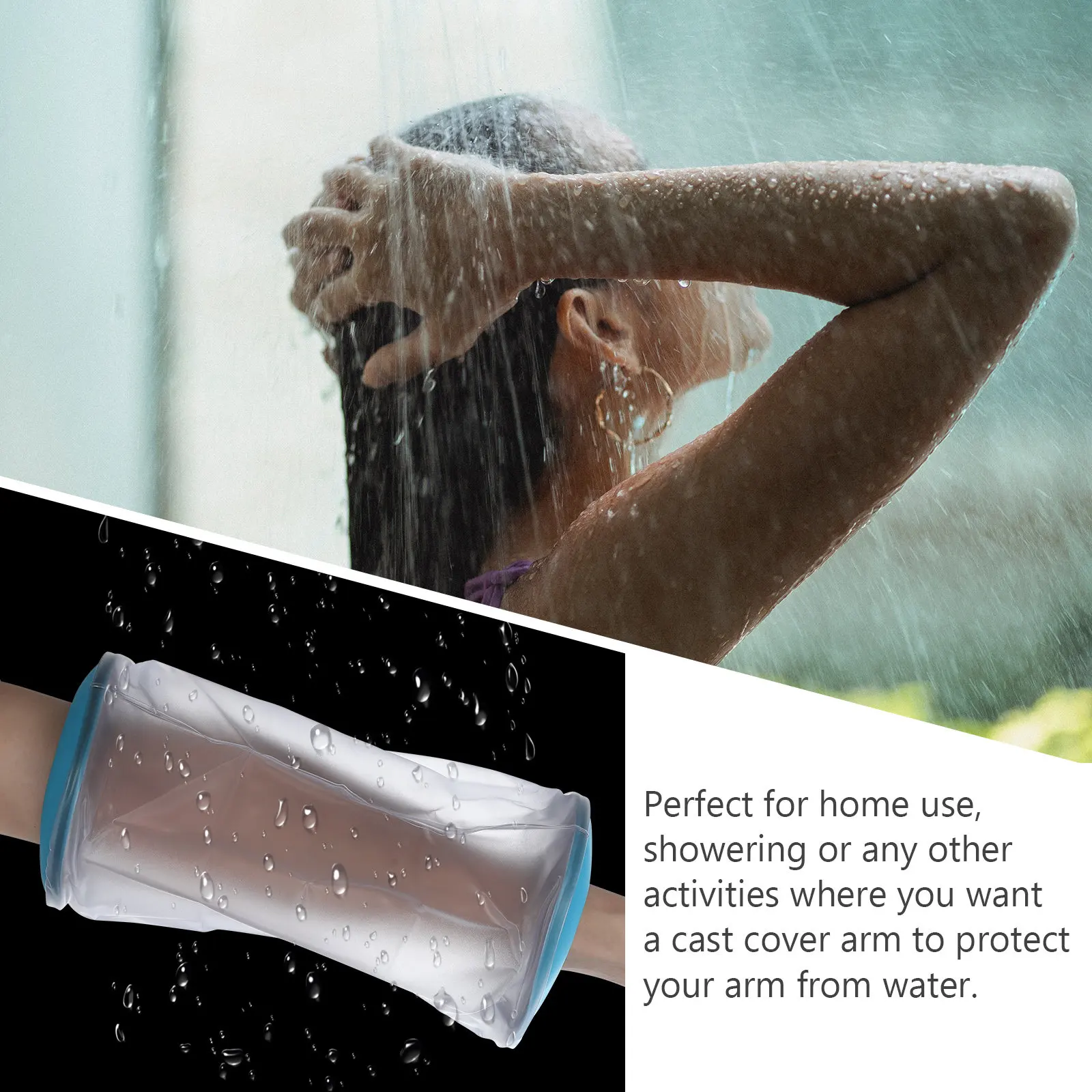 Waterproof Arm Cast Protector for Showering Adults Easy Slide on Cast Cover Sturdy Flexible Dressing Protector for Broken Hand