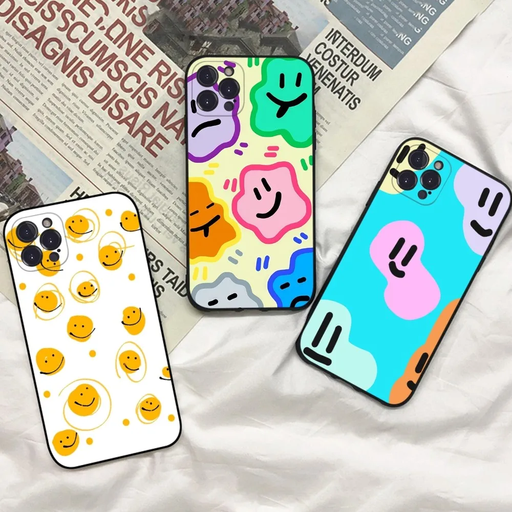 

Ins Style Smiley Face Phone Case For iPhone 15 14 11 12 13 Mini Pro XS Max Cover 6 7 8 Plus X XR SE 2020 Funda Shell