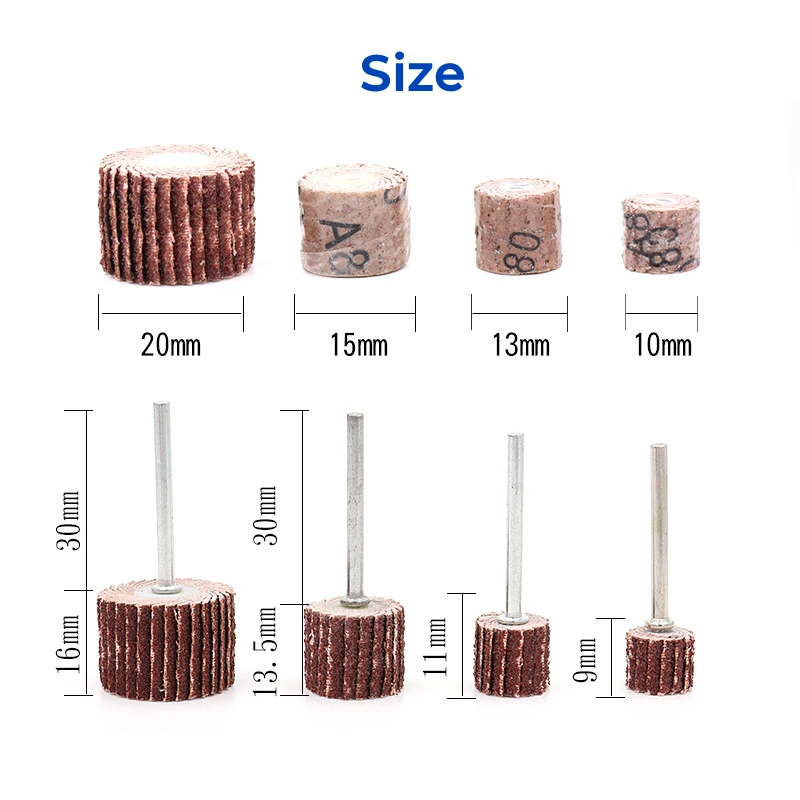 80~600 Grit Sanding Flap 10/12/15/20mm Grinding Wheel Head Sander Abrasive Tool For Dremel Rotary Tools Sandpaper Rust Removal