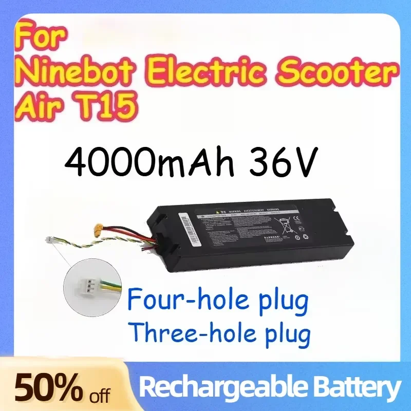 Lithium-ion Power Battery with BMS 4000mAh 36V for Ninebot Electric Scooter Air T15 Rechargeable Lightweight Battery