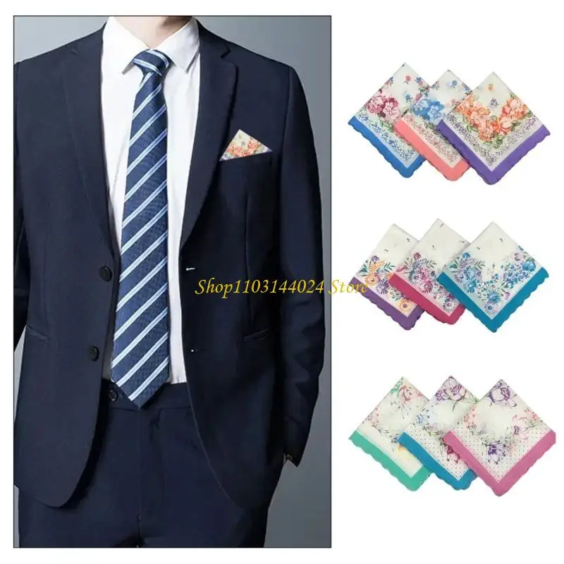 N5KE Kwiatowy wzór chusteczka dla kobiet chusteczka ślubna kieszonka kieszonkowa na prezent ślubny panny młodej