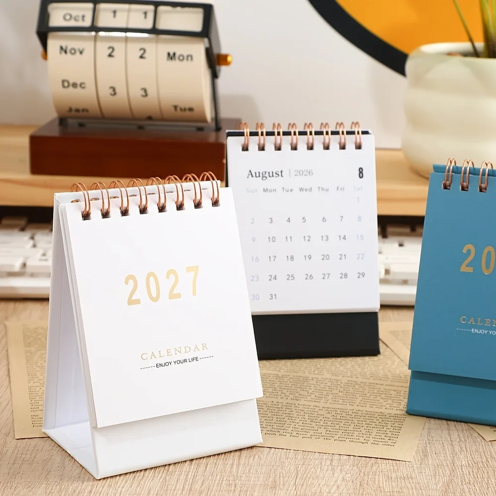 2027 Desktop Calendar - Monthly Mini Desktop Calendar, Standing 2027 Desktop Calendar, 250 Gsm Thick Paper Desktop Calendar, Suitable for Home Office