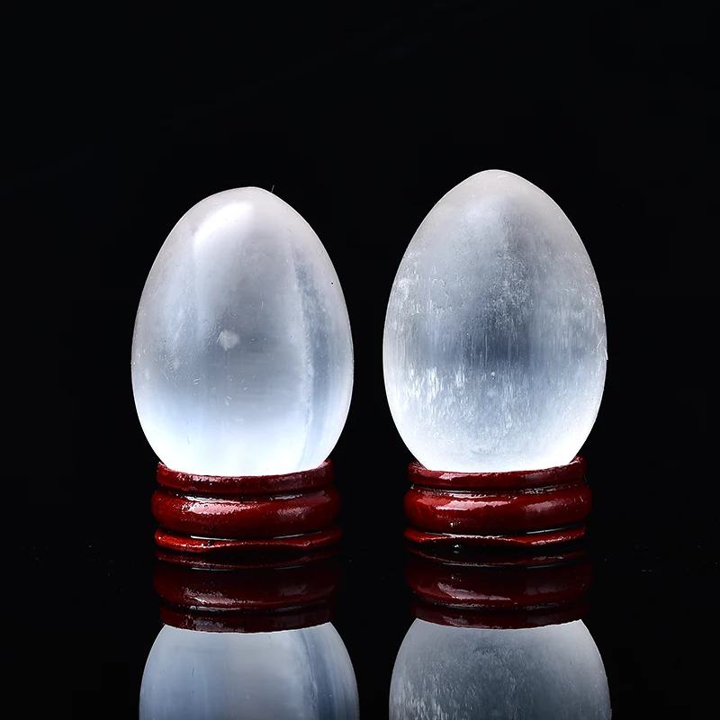 1PC Natural White Selenite Plaster Egg Shape Mineral Specimen Gem Ornaments Stone Healing Health Care