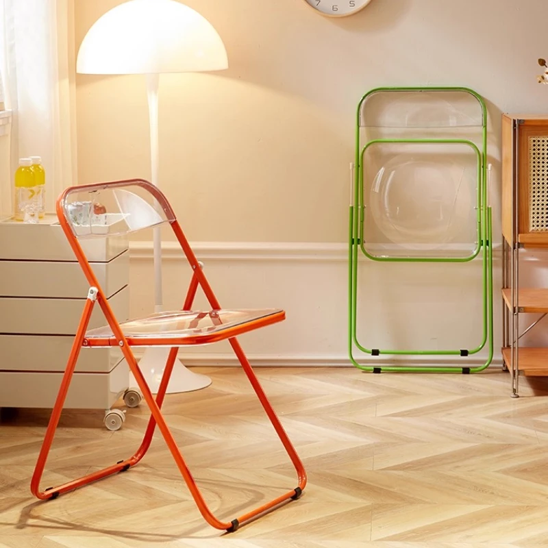 

Transparent folding chair acrylic dining Internet celebrity milk tea shop leisure clothing store photo