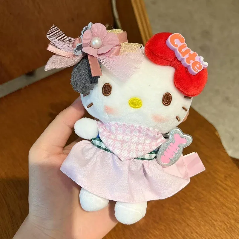 Sanrio cartoon hellokitty brinquedo de pelúcia chaveiro mochila diária acessórios de moda personalizados kawaii presente de festival infantil