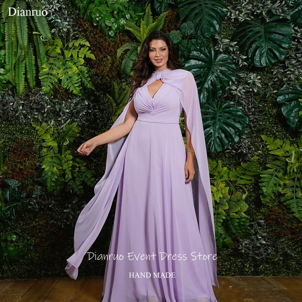 디안루오 로맨틱 시폰 이브닝 드레스 딥 V넥 로브 드 소와레 A라인 플로위 2026 우아한 파티 드레스 맞춤 제작