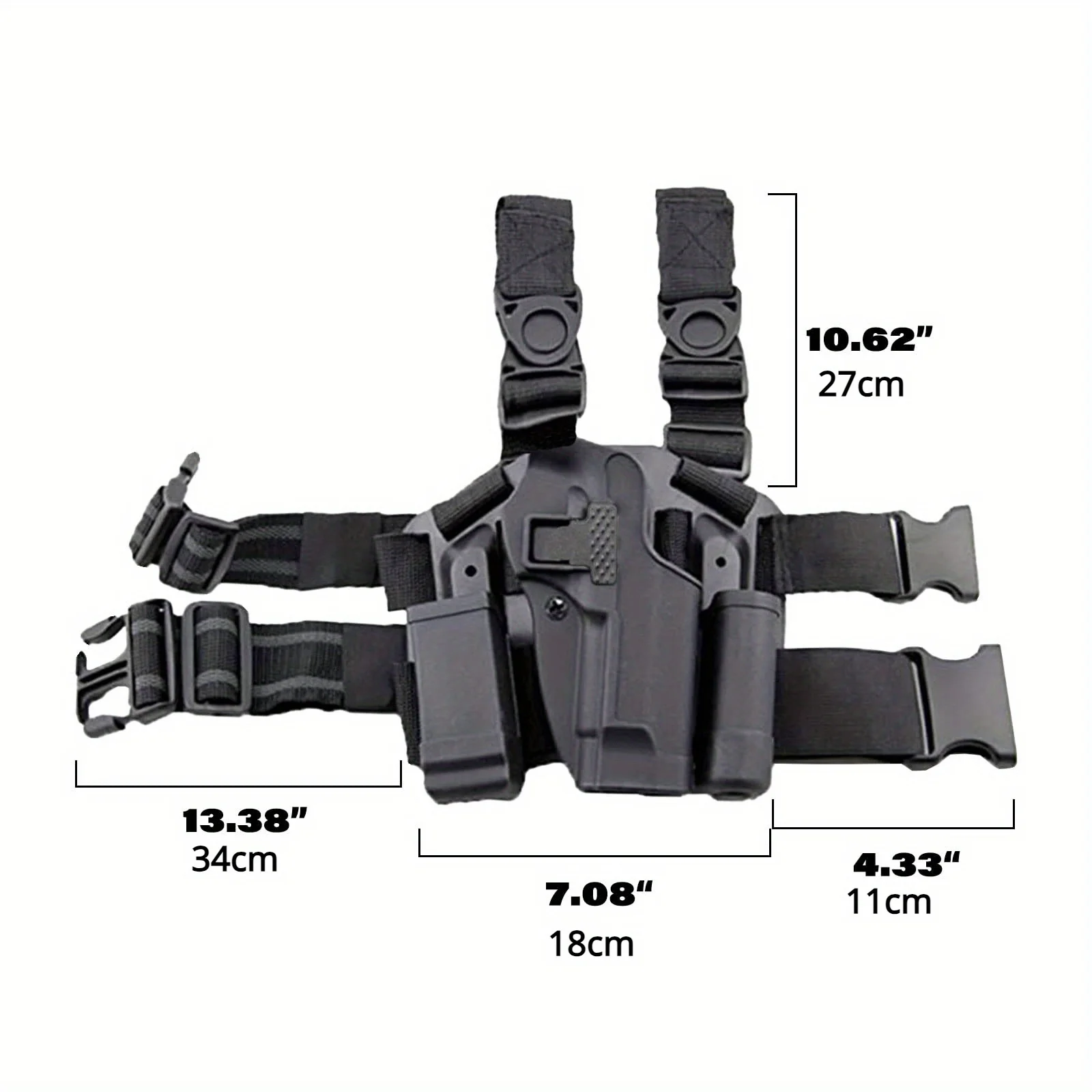 Tactical gun leg holster, right hand paddle, thigh belt, dropped pistol holster, with magazine, flashlight bag