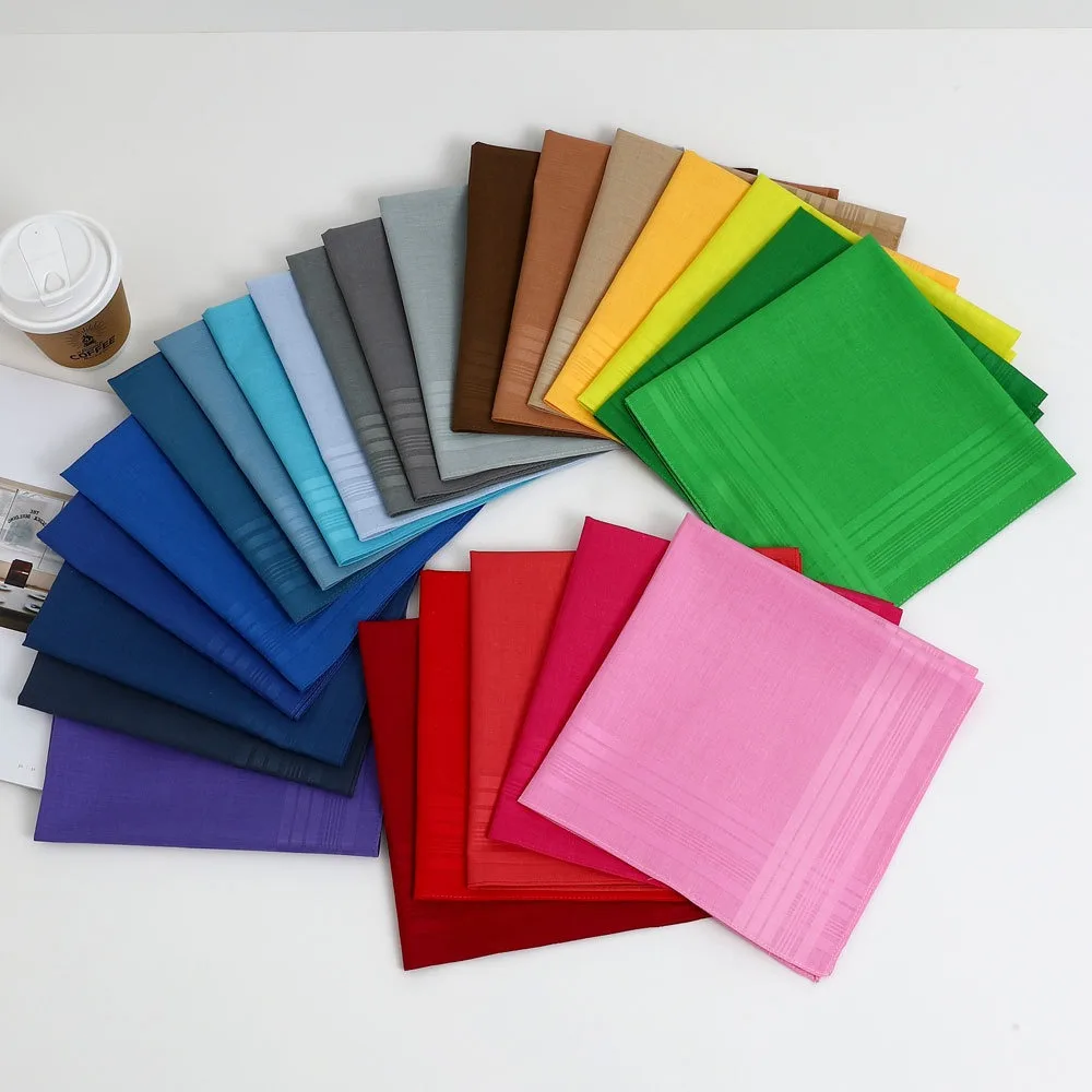 12Pcs Pure Cotton High-end Plain Satin Handkerchief Men's Business Pocket Towel Wedding Gift 40 * 40cm