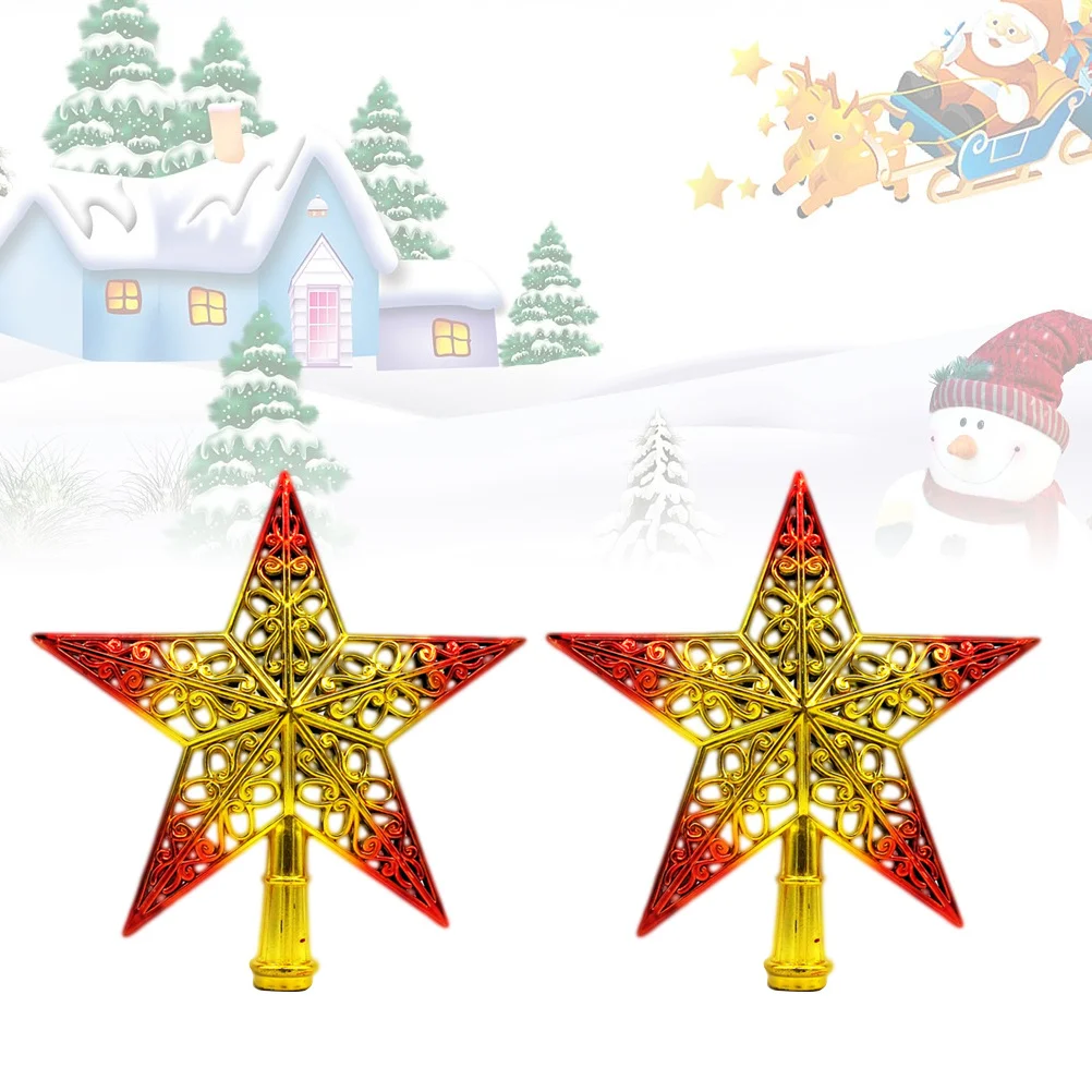 

2 Pcs Pendant Ornament Christmas Tree Top Star Decorations Silver Topper Ornaments Vintage