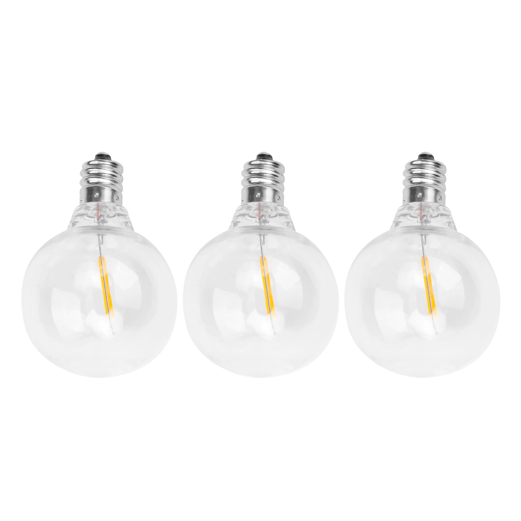 Ampoules globe LED incassables pour guirlandes lumineuses solaires, ampoules de rechange, base à vis E12, blanc chaud, G40, 3 pièces