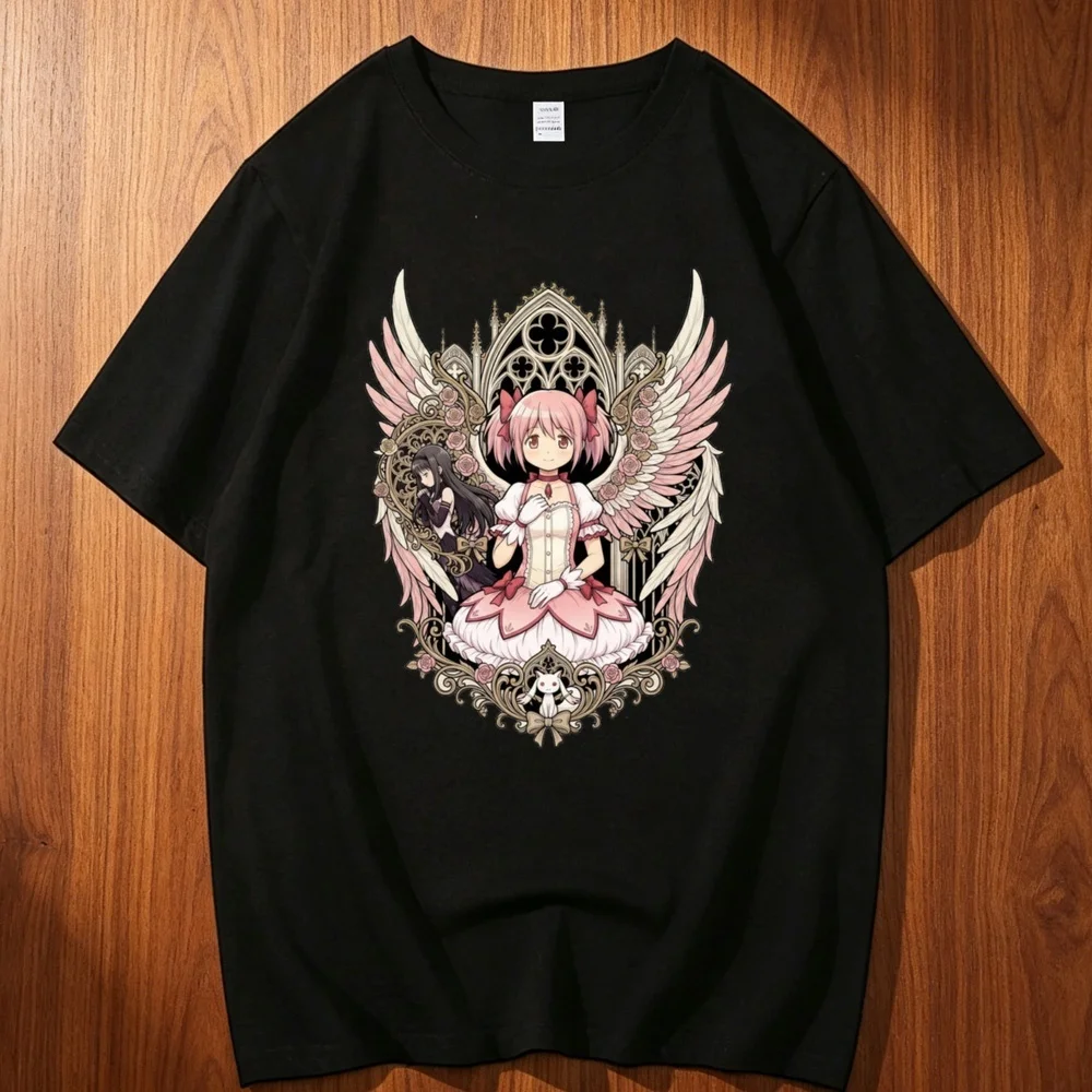 Madoka Magica cotton tshirt teen Trendy Y2k harajuku  Pastel t shirt korean clothes 2000s Graphic Classic