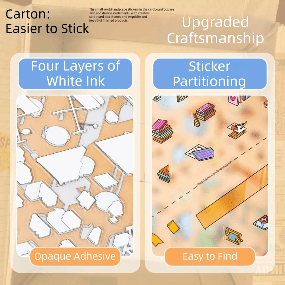 Three-dimensional 3D Scene Stickers Visual Stacking Vintage Design DIY Scene Stickers Cartoon Style Collage Stickers DIY Craft