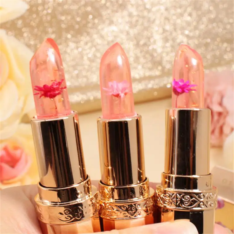 Flower Lip Balm Color Change Lipstick Flower Jelly Flower Lipstick Hydrating Moisturizing Waterproof Makeup Cosmetics For Women