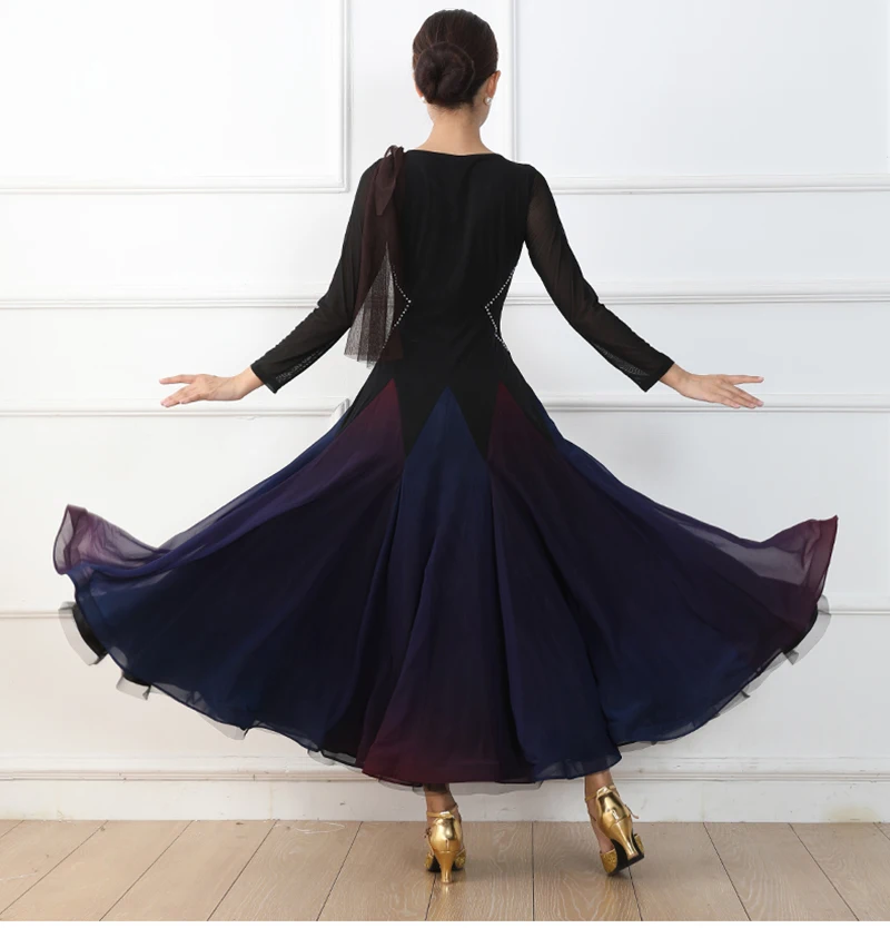 Vestidos de dança de salão padrão feminino avançado brilhante diamante flamenco saia de dança moderna vestido de dança de salão valsa da senhora