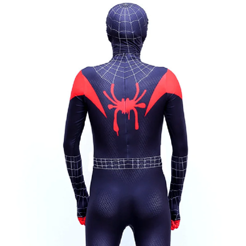 Spiderman Cosplay Costume para Meninos, Miles Morales, Homem Aranha Bodysuit, Zentai Costume, Macacão Halloween, Adulto Festa de Halloween