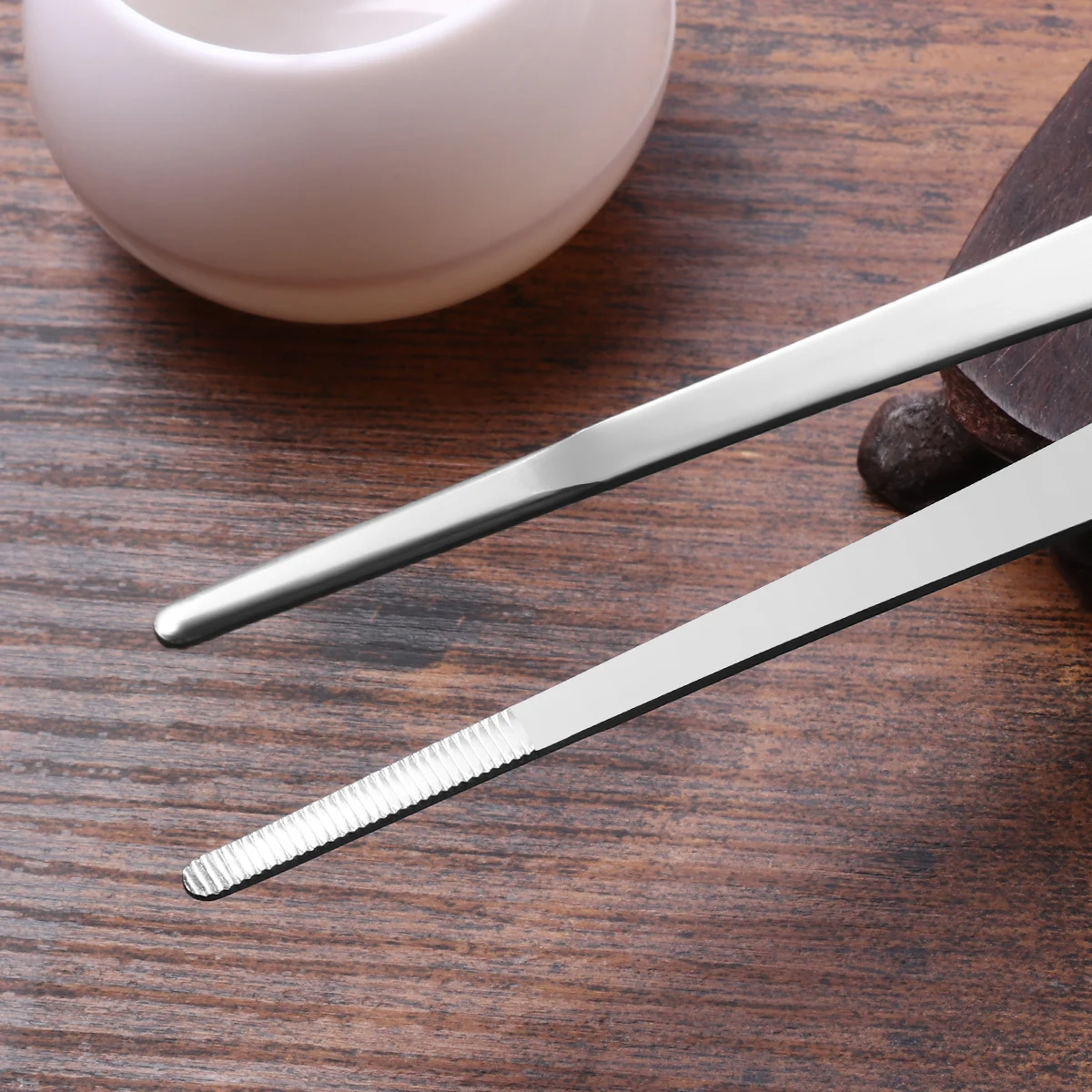 

2pcs Stainless Steel Tweezers Set 25Cm Silver Straight Curved Tips For Diy Medical Garment Tea Angled Feeding Tongs Tools Pet