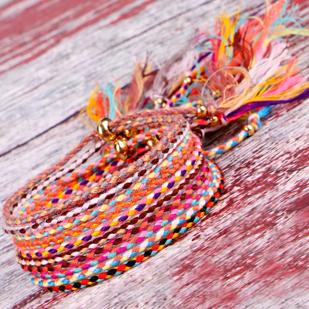 

12Pcs Tibetan Style Cotton Chain Bracelet Adjustable Hand Woven Wrist Chain Fashion Bangle Gift for Party Daily Wear