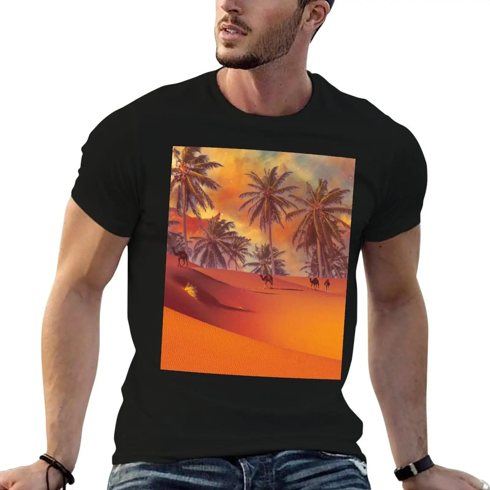 Oasis in the desert, image for adventurers T-Shirt oversizeds graphic tee shirt t shirts for men graphic