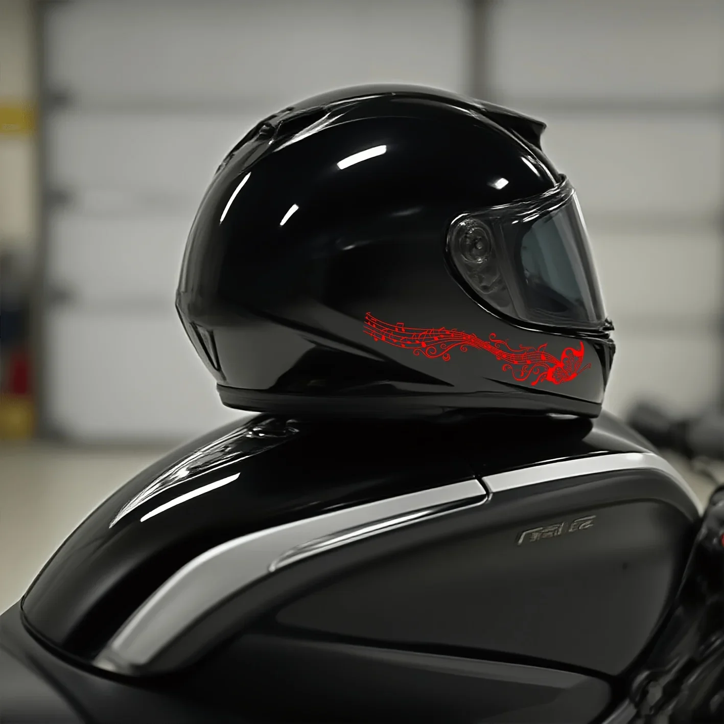 مجموعة واحدة من ملصقات فنية للملاحظات الموسيقية والفراشة - ديكور مميز لخوذة الدراجة النارية للسيارة