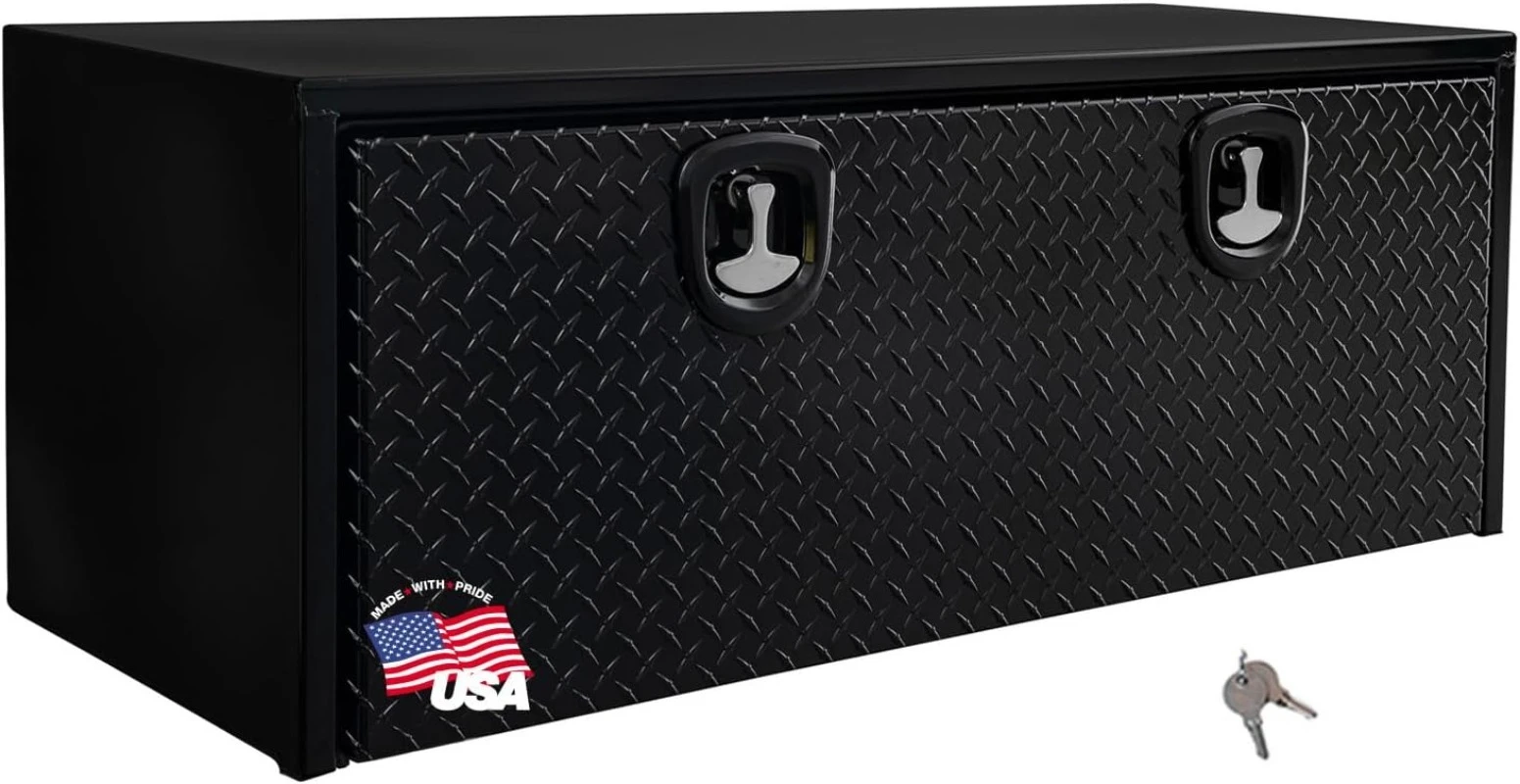 

1702510 Black Steel Truck Tool Box With Aluminum Diamond Tread Door, 18 x 18 x 48 Inch, Made In The USA, Truck B