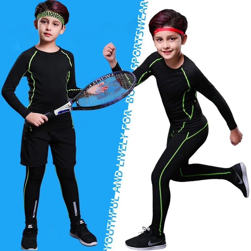 Kids Fitness Tracksuits Youth Warm Pants Tops Underwear Tight Sports Clothes for Boys Compression Running Basketball Sportswear